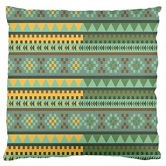 Bezold Effect Traditional Medium Dimensional Symmetrical Different Similar Shapes Triangle Green Yel Large Cushion Case (two Sides) by Mariart