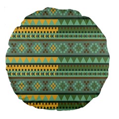 Bezold Effect Traditional Medium Dimensional Symmetrical Different Similar Shapes Triangle Green Yel Large 18  Premium Round Cushions by Mariart