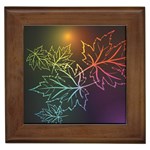 Beautiful Maple Leaf Neon Lights Leaves Marijuana Framed Tiles Front