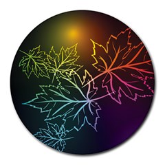 Beautiful Maple Leaf Neon Lights Leaves Marijuana Round Mousepads by Mariart