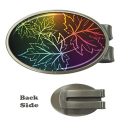 Beautiful Maple Leaf Neon Lights Leaves Marijuana Money Clips (oval)  by Mariart