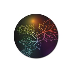 Beautiful Maple Leaf Neon Lights Leaves Marijuana Rubber Coaster (round) 