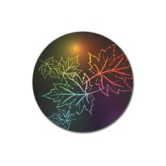 Beautiful Maple Leaf Neon Lights Leaves Marijuana Magnet 3  (round) by Mariart