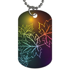 Beautiful Maple Leaf Neon Lights Leaves Marijuana Dog Tag (one Side) by Mariart