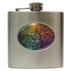 Beautiful Maple Leaf Neon Lights Leaves Marijuana Hip Flask (6 Oz) by Mariart