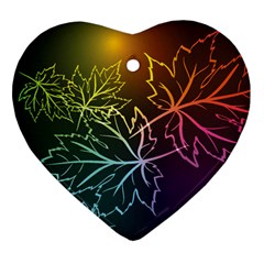 Beautiful Maple Leaf Neon Lights Leaves Marijuana Heart Ornament (two Sides) by Mariart