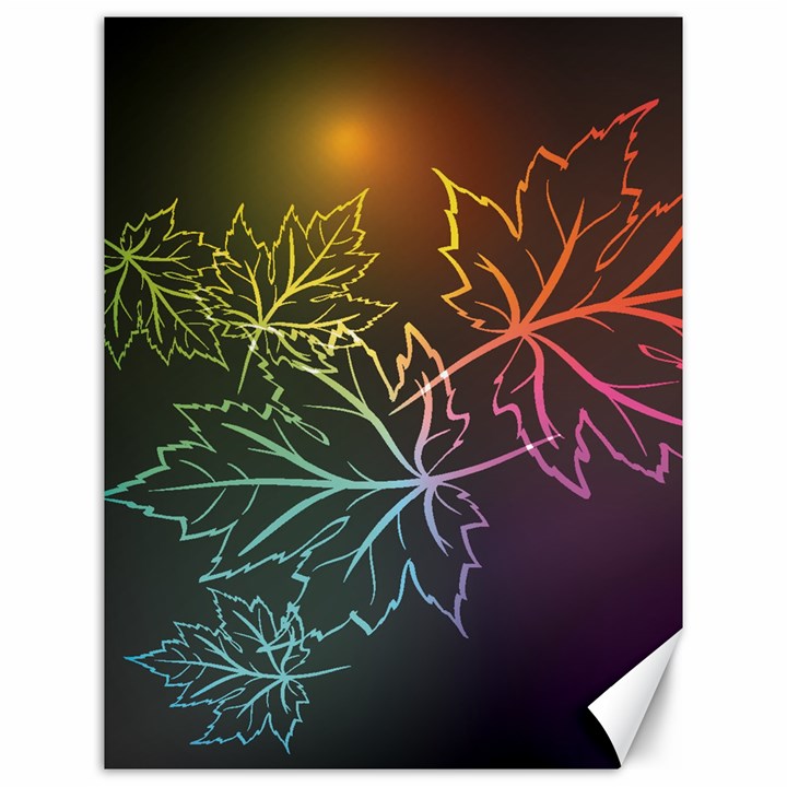 Beautiful Maple Leaf Neon Lights Leaves Marijuana Canvas 12  x 16  