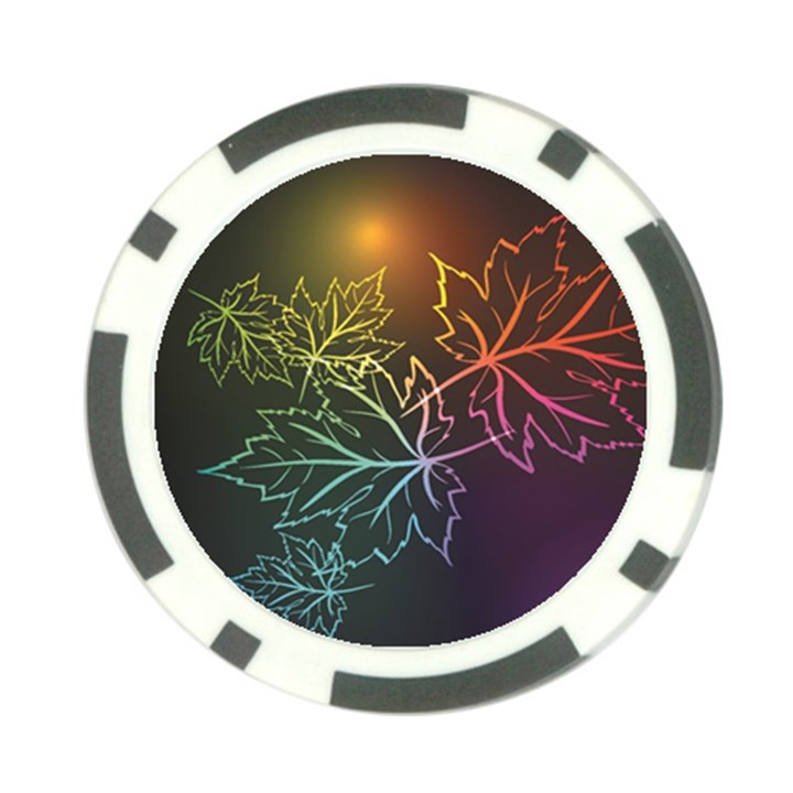 Beautiful Maple Leaf Neon Lights Leaves Marijuana Poker Chip Card Guard