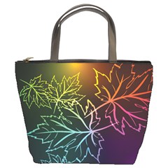 Beautiful Maple Leaf Neon Lights Leaves Marijuana Bucket Bags by Mariart