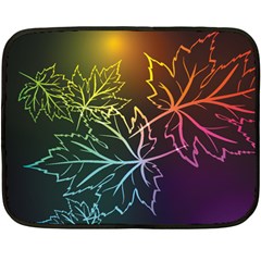 Beautiful Maple Leaf Neon Lights Leaves Marijuana Fleece Blanket (mini)