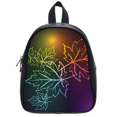 Beautiful Maple Leaf Neon Lights Leaves Marijuana School Bags (small)  by Mariart