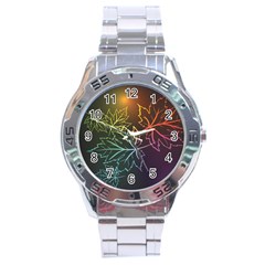 Beautiful Maple Leaf Neon Lights Leaves Marijuana Stainless Steel Analogue Watch by Mariart