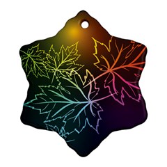 Beautiful Maple Leaf Neon Lights Leaves Marijuana Snowflake Ornament (two Sides) by Mariart