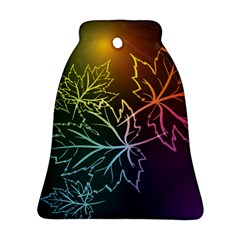 Beautiful Maple Leaf Neon Lights Leaves Marijuana Bell Ornament (two Sides) by Mariart