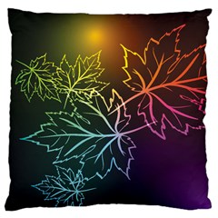 Beautiful Maple Leaf Neon Lights Leaves Marijuana Large Cushion Case (one Side) by Mariart