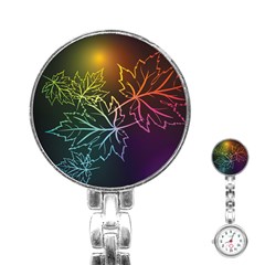 Beautiful Maple Leaf Neon Lights Leaves Marijuana Stainless Steel Nurses Watch