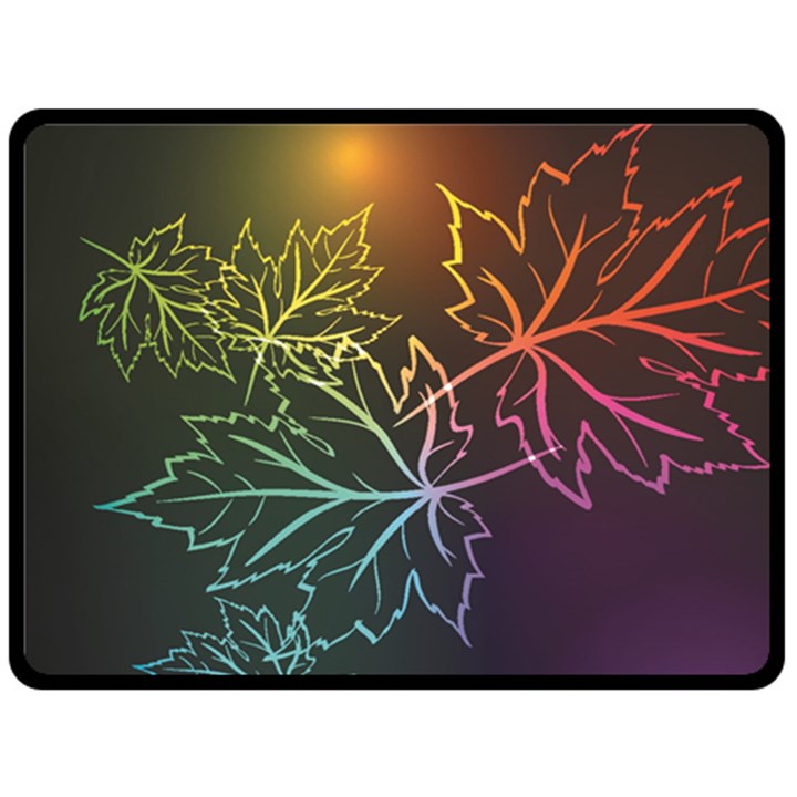 Beautiful Maple Leaf Neon Lights Leaves Marijuana Double Sided Fleece Blanket (Large) 