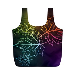 Beautiful Maple Leaf Neon Lights Leaves Marijuana Full Print Recycle Bags (m) 