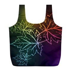 Beautiful Maple Leaf Neon Lights Leaves Marijuana Full Print Recycle Bags (l)  by Mariart