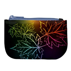 Beautiful Maple Leaf Neon Lights Leaves Marijuana Large Coin Purse by Mariart