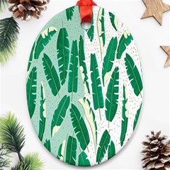 Banana Leaf Green Polka Dots Ornament (oval) by Mariart