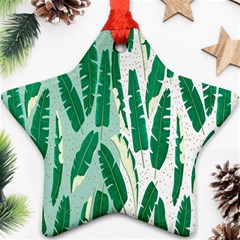 Banana Leaf Green Polka Dots Ornament (star) by Mariart