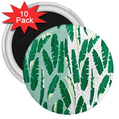 Banana Leaf Green Polka Dots 3  Magnets (10 Pack) 