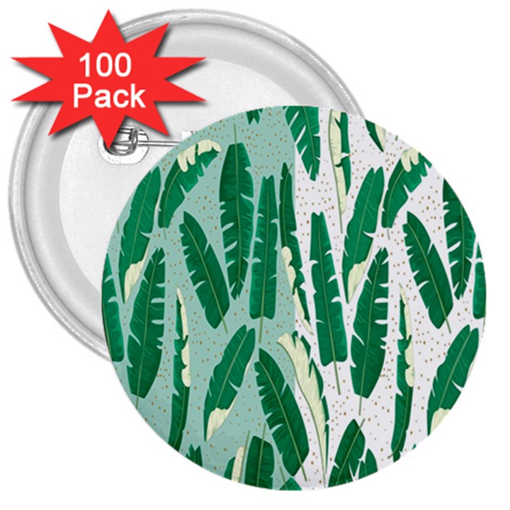 Banana Leaf Green Polka Dots 3  Buttons (100 pack) 