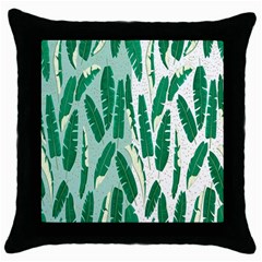 Banana Leaf Green Polka Dots Throw Pillow Case (black) by Mariart