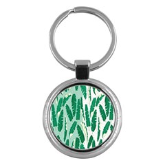 Banana Leaf Green Polka Dots Key Chains (round)  by Mariart