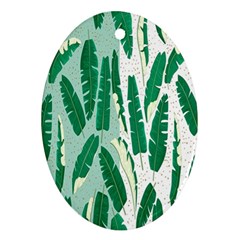 Banana Leaf Green Polka Dots Oval Ornament (two Sides) by Mariart