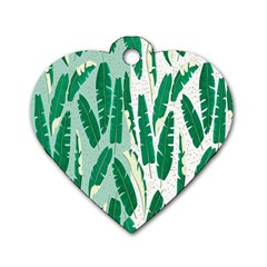 Banana Leaf Green Polka Dots Dog Tag Heart (two Sides) by Mariart