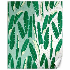 Banana Leaf Green Polka Dots Canvas 11  X 14  