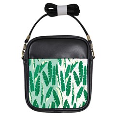 Banana Leaf Green Polka Dots Girls Sling Bags by Mariart