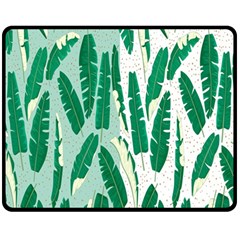 Banana Leaf Green Polka Dots Fleece Blanket (medium)  by Mariart