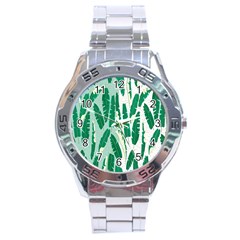 Banana Leaf Green Polka Dots Stainless Steel Analogue Watch by Mariart