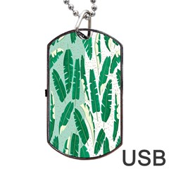 Banana Leaf Green Polka Dots Dog Tag Usb Flash (one Side) by Mariart