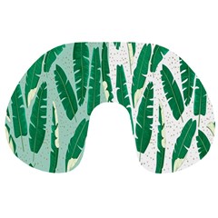 Banana Leaf Green Polka Dots Travel Neck Pillows by Mariart