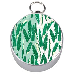 Banana Leaf Green Polka Dots Silver Compasses by Mariart