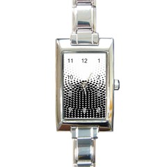 Black White Polkadots Line Polka Dots Rectangle Italian Charm Watch