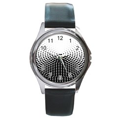 Black White Polkadots Line Polka Dots Round Metal Watch by Mariart