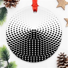 Black White Polkadots Line Polka Dots Ornament (round)