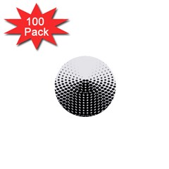 Black White Polkadots Line Polka Dots 1  Mini Buttons (100 Pack)  by Mariart