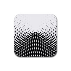 Black White Polkadots Line Polka Dots Rubber Coaster (square) 