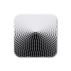 Black White Polkadots Line Polka Dots Rubber Square Coaster (4 Pack)  by Mariart