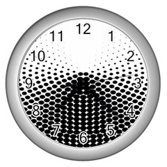 Black White Polkadots Line Polka Dots Wall Clocks (silver)  by Mariart