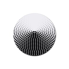 Black White Polkadots Line Polka Dots Rubber Round Coaster (4 Pack) 