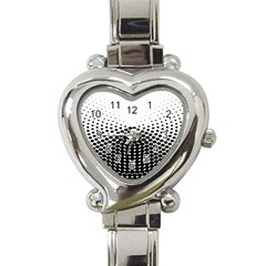 Black White Polkadots Line Polka Dots Heart Italian Charm Watch