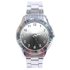 Black White Polkadots Line Polka Dots Stainless Steel Analogue Watch by Mariart