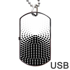 Black White Polkadots Line Polka Dots Dog Tag Usb Flash (two Sides) by Mariart